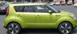 My neon green rental car